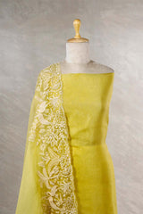Yellow Organza Silk Salwar Suit with Floral Birds Embroidery