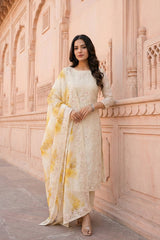 Daisy White Organza Silk Salwar Suit with Printed Dupatta