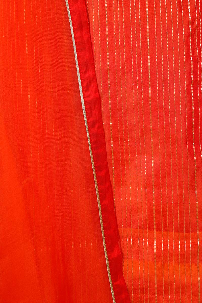 Orange Katan Silk Salwar Suit with Zardozi Work