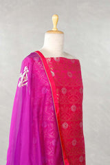 Fuchsia Pink Handloom Banarasi Salwar Suit