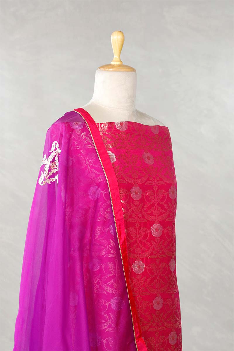 Fuchsia Pink Handloom Banarasi Salwar Suit