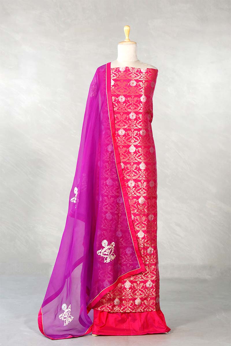 pink suit set, hot pink suit set, salwar suits for wedding​, dress material, wedding suit, women suit set, women suit piece