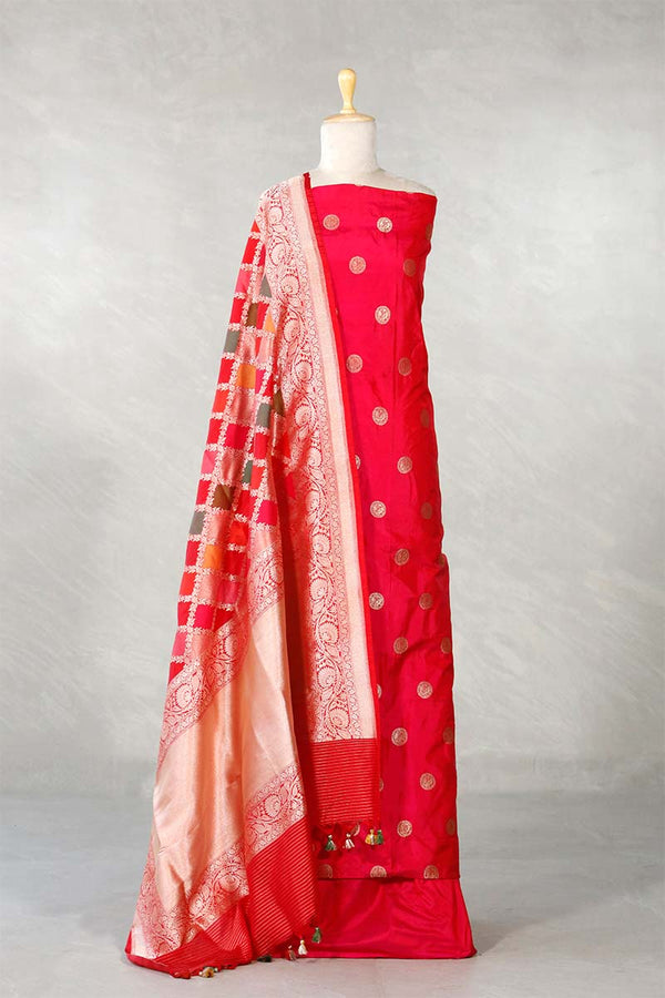 red suit set, suit set, salwar suits for wedding​, dress material, wedding suit, women suit set, women suit piece