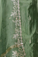Sage Green Dupion Silk Salwar Suit with Organza Dupatta