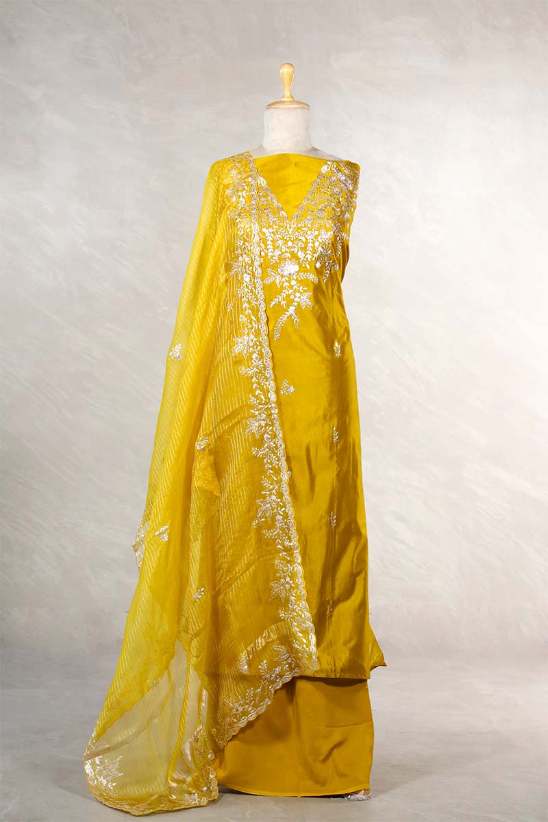 yellow suit set, sunflower yellow suit set, salwar suits for wedding​, dress material, wedding suit, women suit set, women suit piece