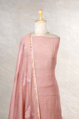 Mauve Mulmul Cotton Salwar Suit Set with Floral Appliqué Motif