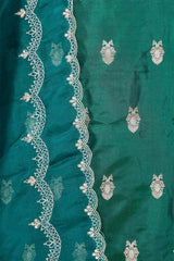 Bottle Green Katan Silk Salwar Suit with with mayur motif