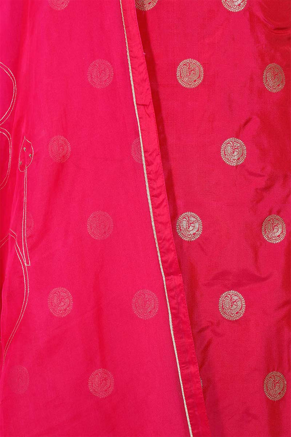 Pink Banarasi Salwar Suit with Embellished Leheriya Dupatta