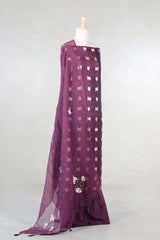 Wine Salwar Suit with Pichwai Organza Dupatta