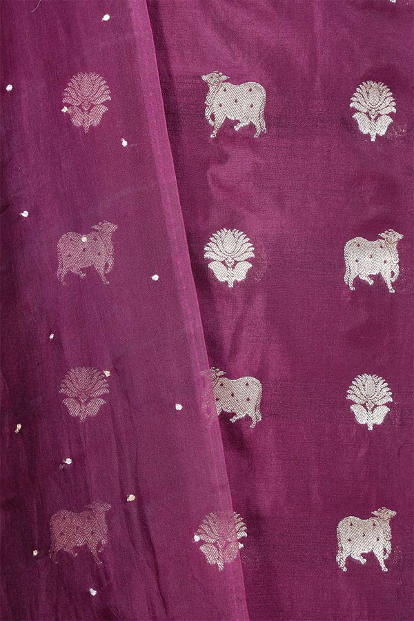 Wine Salwar Suit with Pichwai Organza Dupatta