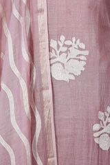 Mauve Mulmul Cotton Salwar Suit with Bird & Floral Appliqué Buta