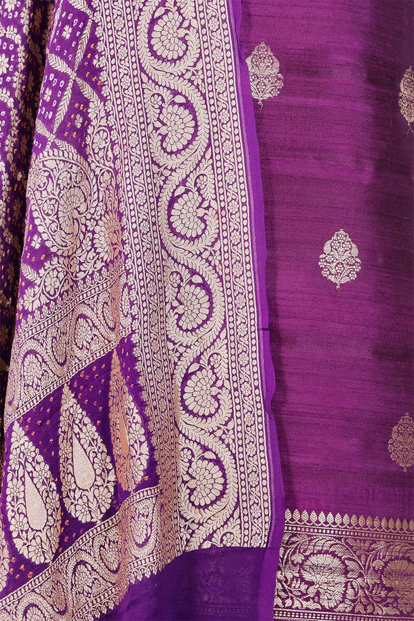 Deep Purple Salwar Suit with Bandhani Banarasi Dupatta