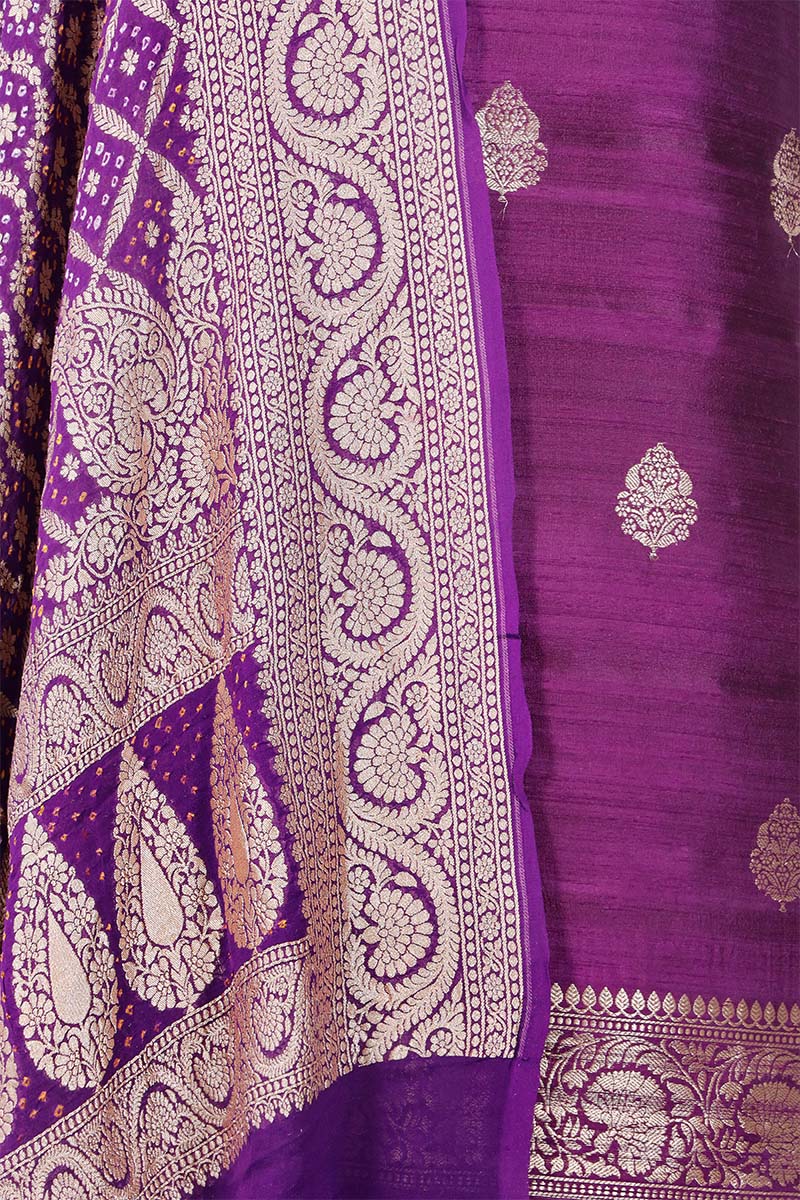 Deep Purple Salwar Suit with Bandhani Banarasi Dupatta