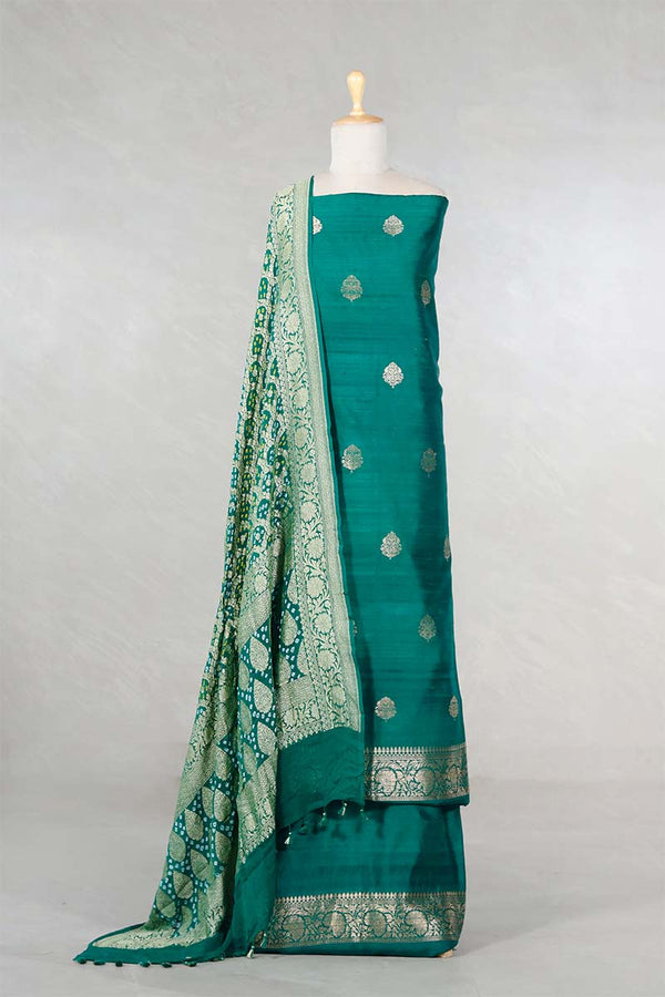 Bottle Green  Salwar Suit with Bandhani Banarasi Dupatta