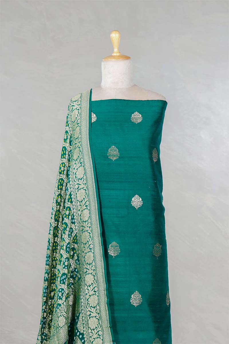 Bottle Green  Salwar Suit with Bandhani Banarasi Dupatta