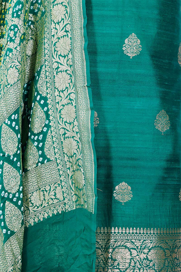 Bottle Green  Salwar Suit with Bandhani Banarasi Dupatta