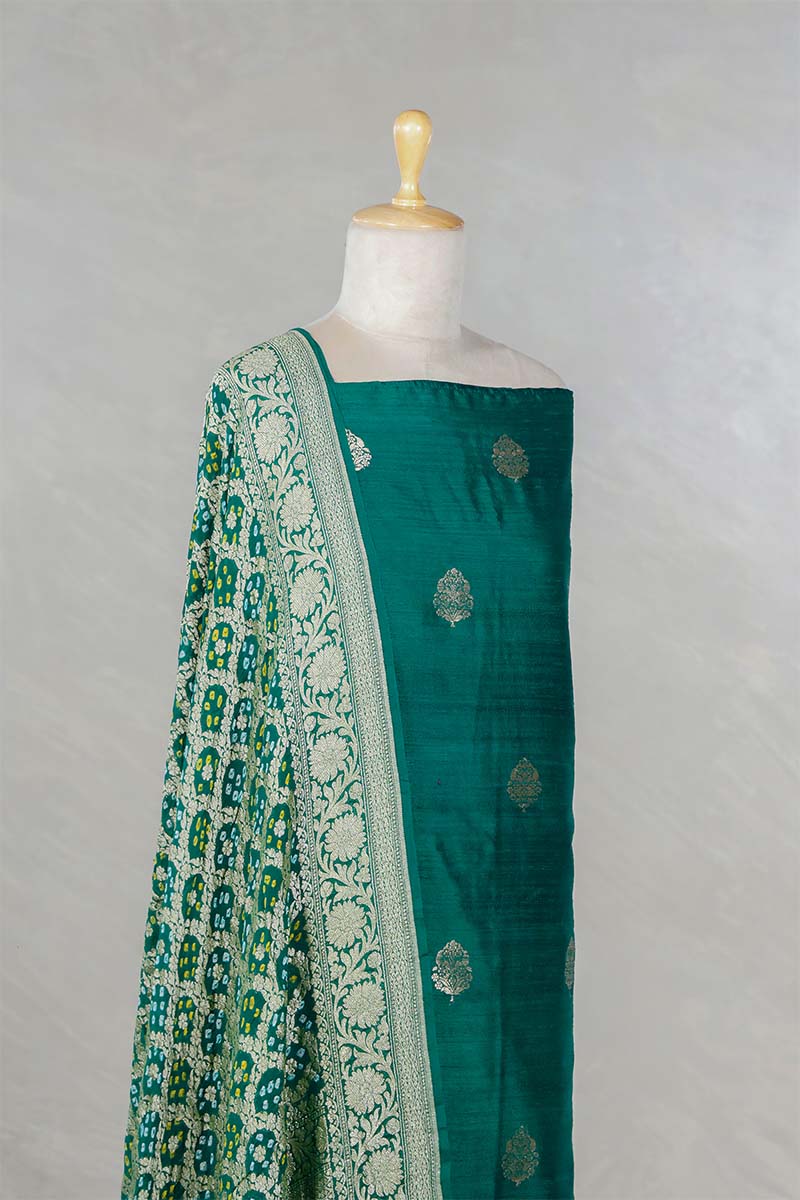 Bottle Green  Salwar Suit with Bandhani Banarasi Dupatta