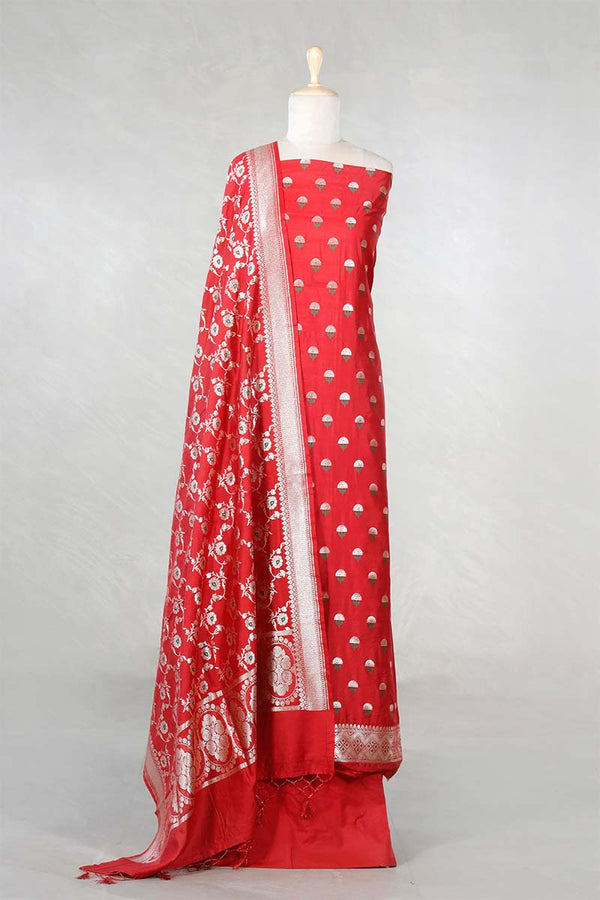 red suit set, salwar suits for wedding​, dress material, wedding suit, women suit set, women suit piece