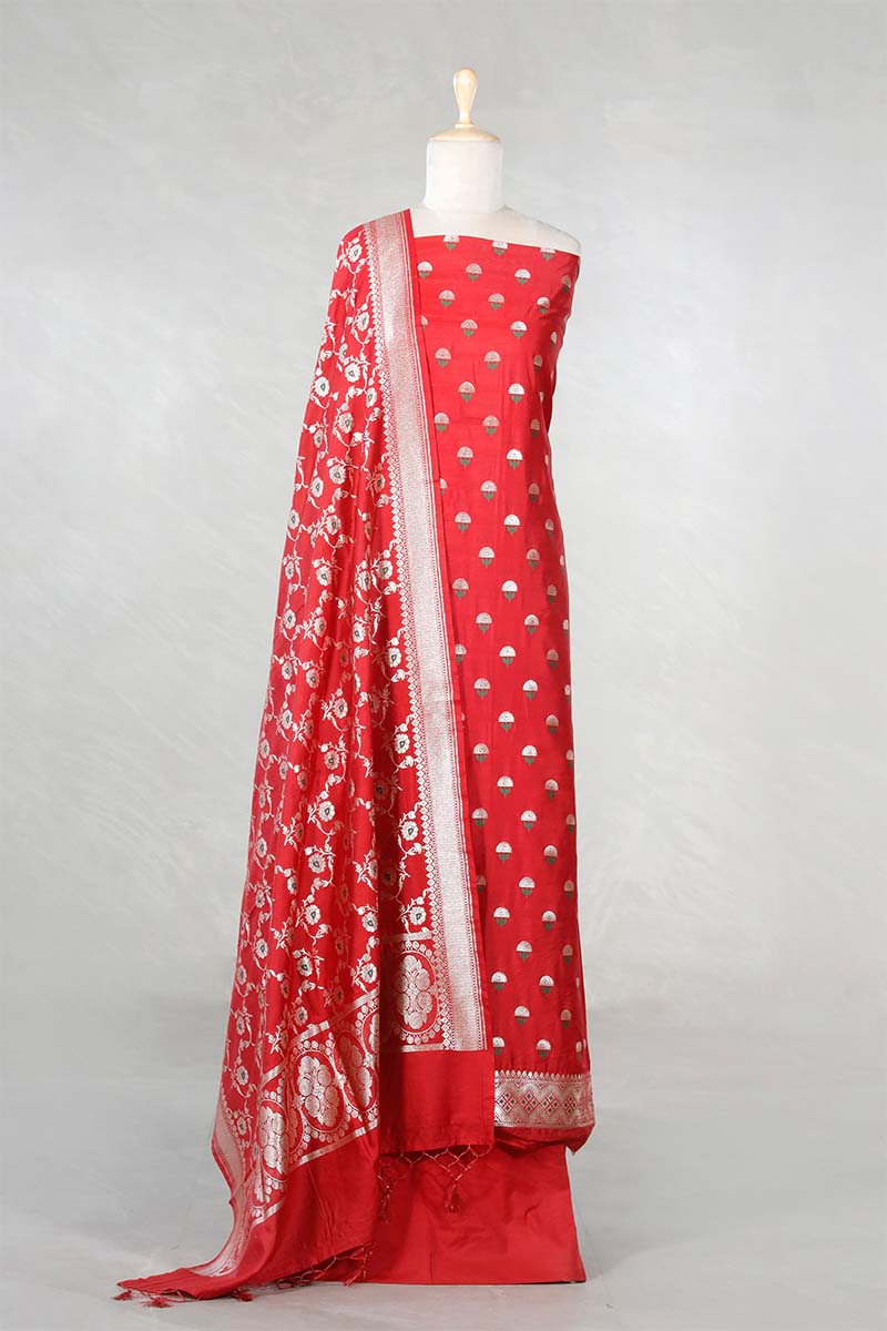 red suit set, salwar suits for wedding​, dress material, wedding suit, women suit set, women suit piece