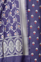 Midnight Blue Mulberry Silk Salwar Suit Set with Meenakari Work