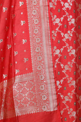 Red Mulberry Silk Salwar Suit Set with Meenakari Work