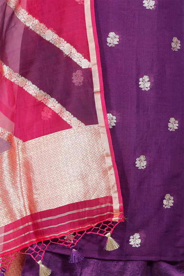 Purple Handwoven Organza Silk Suit Piece