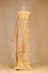 Lime Yellow  Pure Organza Silk Salwar Suit set with Floral Embroidery
