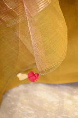 Mustard Yellow Tissue Unstitched Salwar Suit Set with Digital Floral Prints