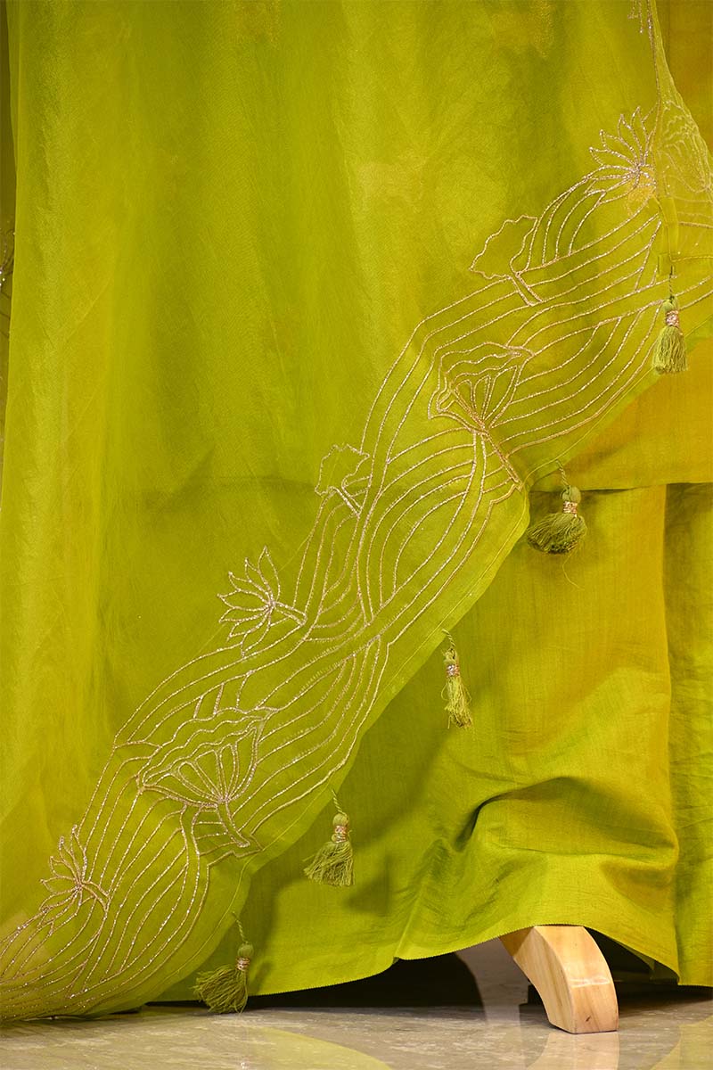 Light Green Chiniya Silk Salwar Suit with Pichwai Motifs