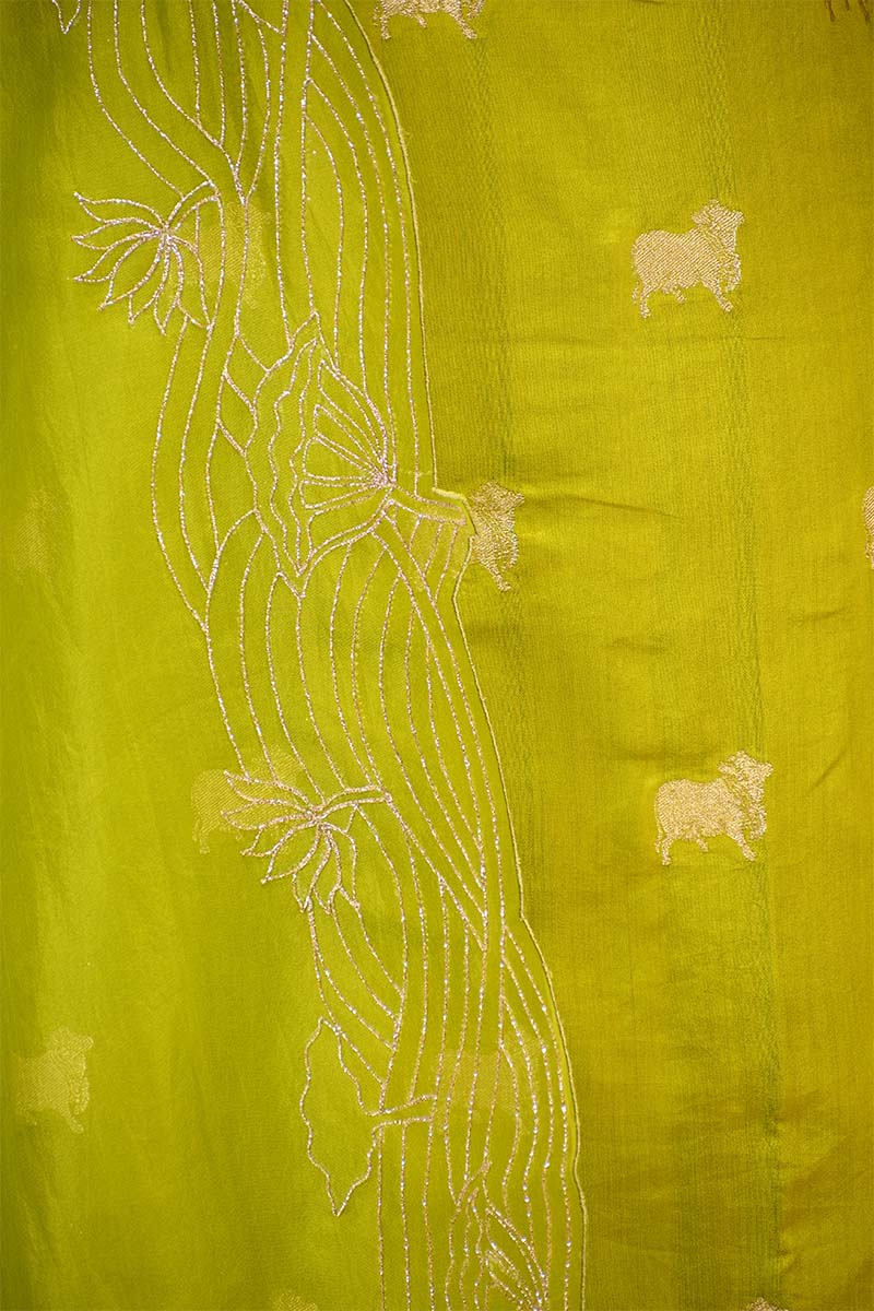 Light Green Chiniya Silk Salwar Suit with Pichwai Motifs