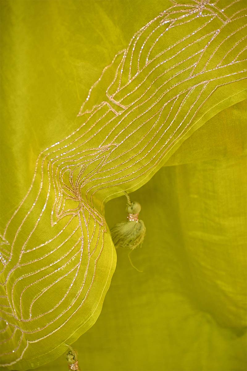 Light Green Chiniya Silk Salwar Suit with Pichwai Motifs