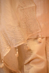 Beige Chiniya Silk Salwar Suit with Pichwai Motifs