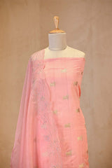 Baby Pink Chiniya Silk Salwar Suit with Pichwai Motifs