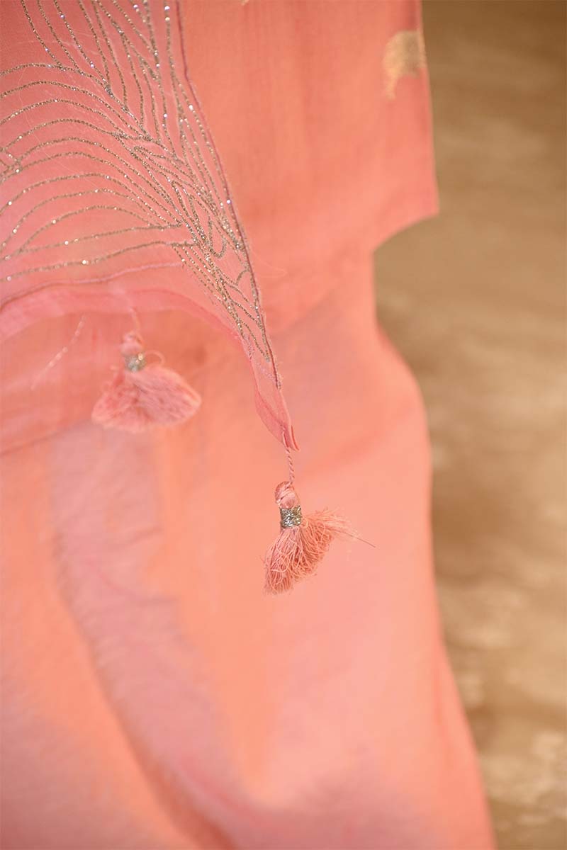 Baby Pink Chiniya Silk Salwar Suit with Pichwai Motifs