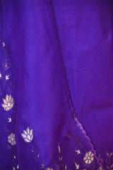 Purple Organza Silk Salwar Suit Set with Appliqué Floral Work