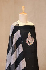 Black Organza Silk Salwar Suit Set with Aari Handwork