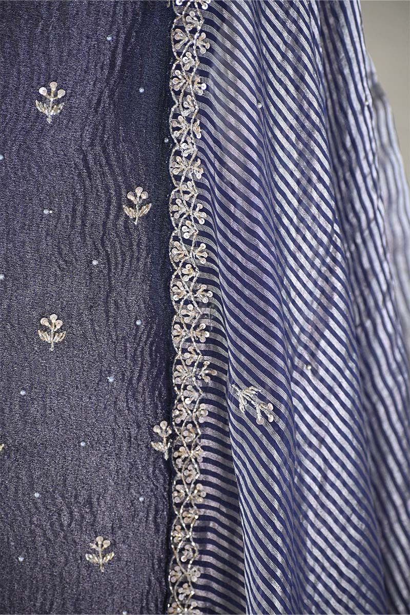 Midnight Blue Tissue Silk Salwar Suit with Mayur Motif Dupatta