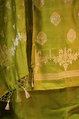 Heena Green Chiniya Silk Salwar Suit Set with Floral Zari Motifs