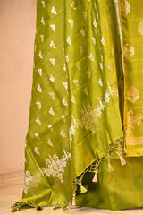 Heena Green Chiniya Silk Salwar Suit Set with Floral Zari Motifs