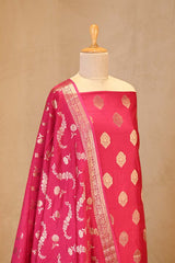 Pink Chiniya Silk Salwar Suit Set with Floral Zari Motifs