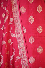 Pink Chiniya Silk Salwar Suit Set with Floral Zari Motifs