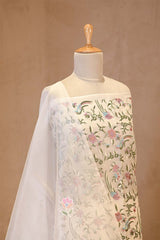 Off White Organza Silk Salwar Suit with Emberoidered Dupatta