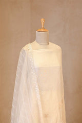 Off White Organza Silk Suit Set with Appliqué Work