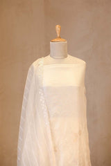 Off White Organza Silk Suit Set with Appliqué Work