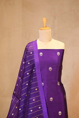 Purple banarasi Silk Salwar Suit with Sonarupa Motifs and Organza Dupatta