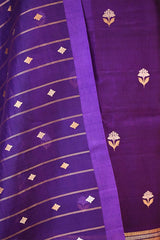 Purple banarasi Silk Salwar Suit with Sonarupa Motifs and Organza Dupatta