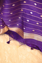 Purple banarasi Silk Salwar Suit with Sonarupa Motifs and Organza Dupatta