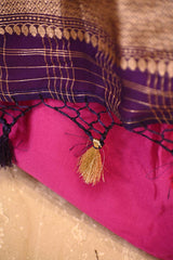 Pink Banarasi Silk Salwar Suit with Gold Zari Motifs and Organza Dupatta