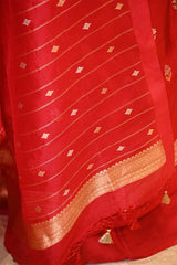 Red banarasi Silk Salwar Suit with Sonarupa Motifs and Organza Dupatta