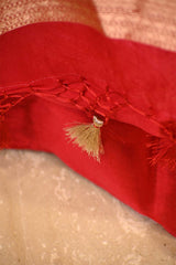 Red banarasi Silk Salwar Suit with Sonarupa Motifs and Organza Dupatta